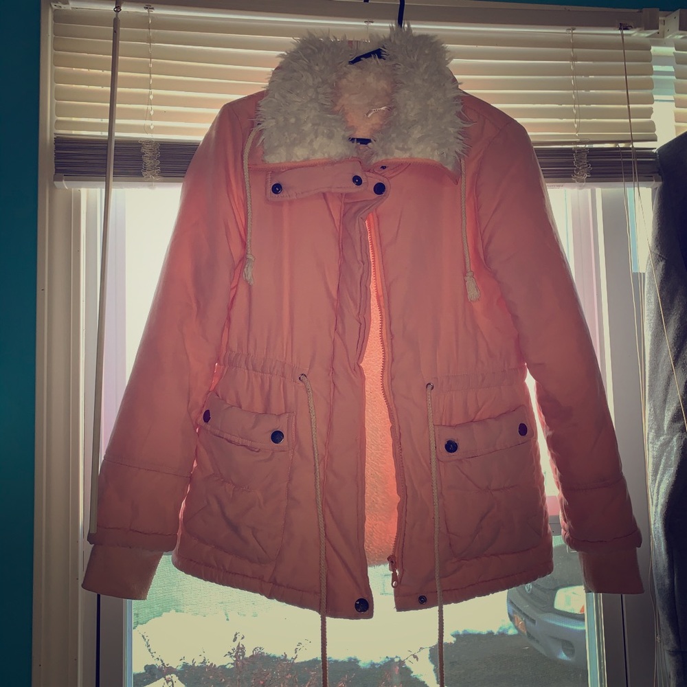 Pink winter coat fuzzy